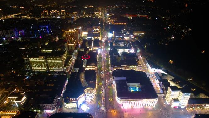杭州西湖龙翔桥延安路夜景车流延时