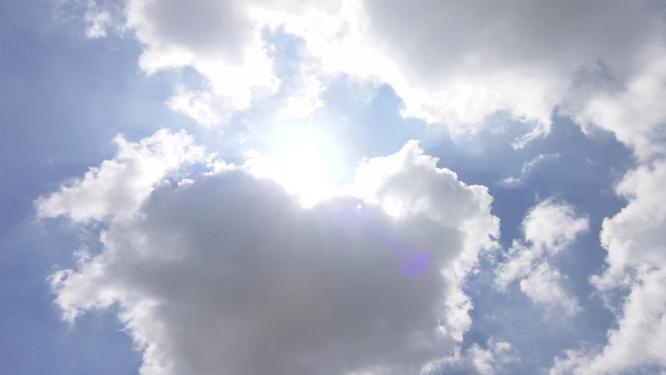 蓝天白云午时的太阳阳光天气延时摄影