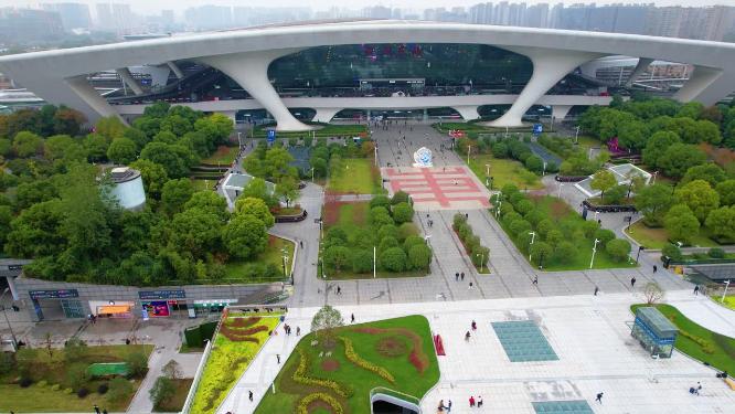 杭州上城区火车东站东广场风景视频素材9