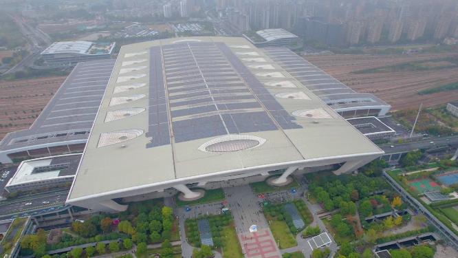 杭州上城区火车东站大气风景航拍
