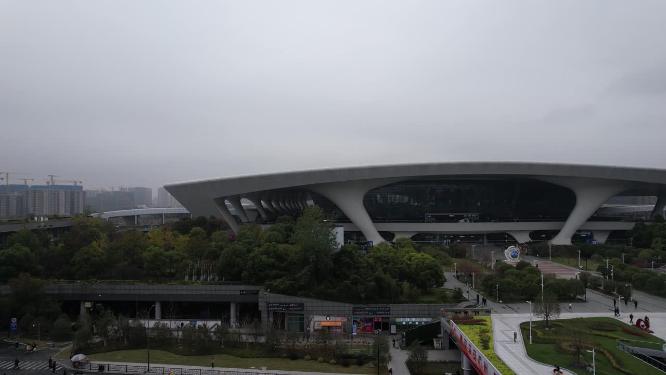 杭州上城区火车东站风景航拍