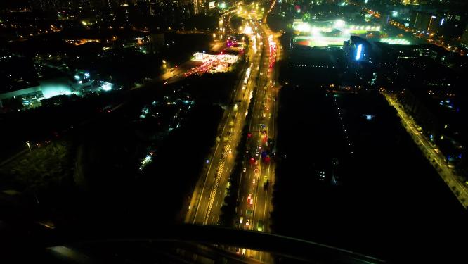杭州下沙立交桥绕城高速夜景视频素材9