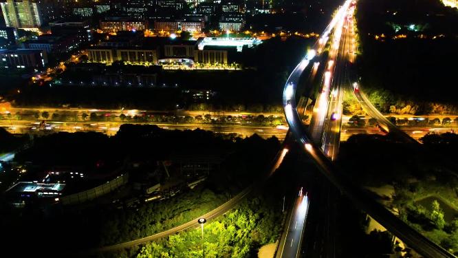 杭州下沙立交桥绕城高速延时夜景视频素材