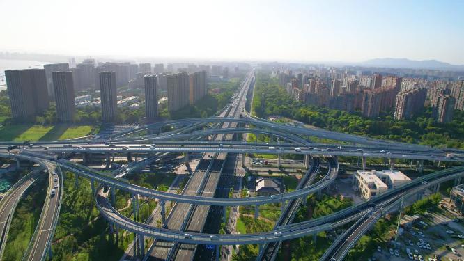 杭州下沙路立交桥汽车车辆车流视频素材