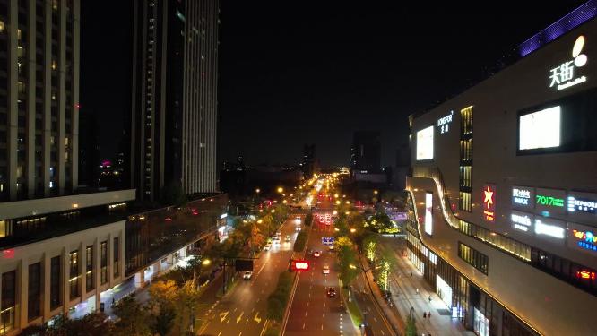 杭州下沙高沙路夜景航拍