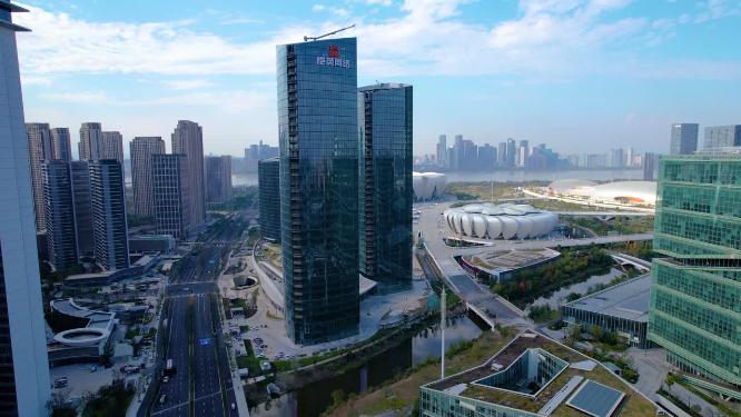 杭州滨江奥体中心杭州之门航拍