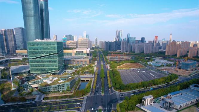 杭州滨江奥体中心杭州之门车流延时