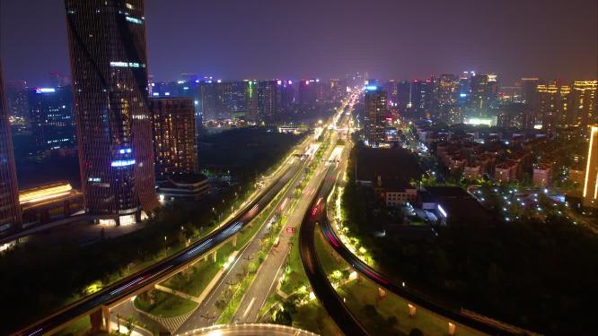 杭州滨江江南大道立交桥高架桥夜晚夜景延时4
