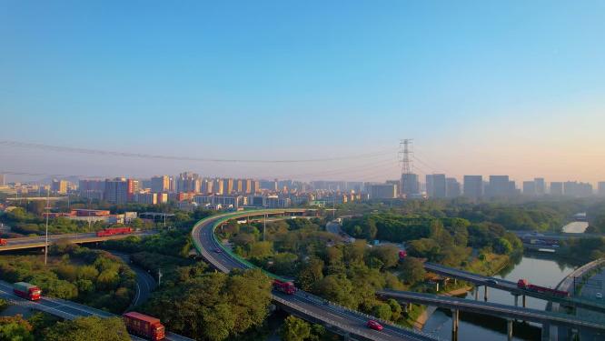 杭州钱塘新区下沙立交桥城市风景视频素材