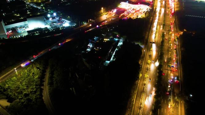 杭州钱塘新区下沙立交桥杭州湾环线高速夜景延时