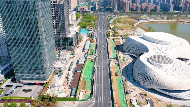 杭州钱塘新区下沙西金沙湖金沙大道车流延时