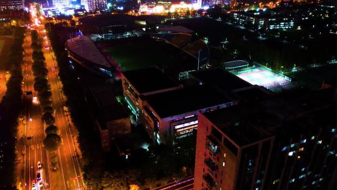 杭州钱塘新区云水城市车流夜景延时摄影