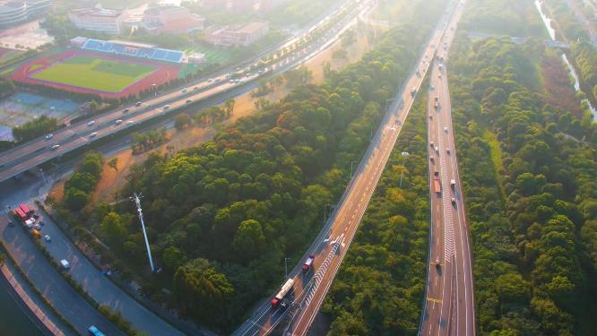 杭州钱塘新区绕城高速下沙立交桥延时风景视频素材