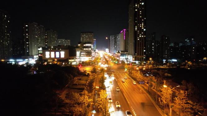 杭州钱塘新区金沙大道高沙路夜景航拍4