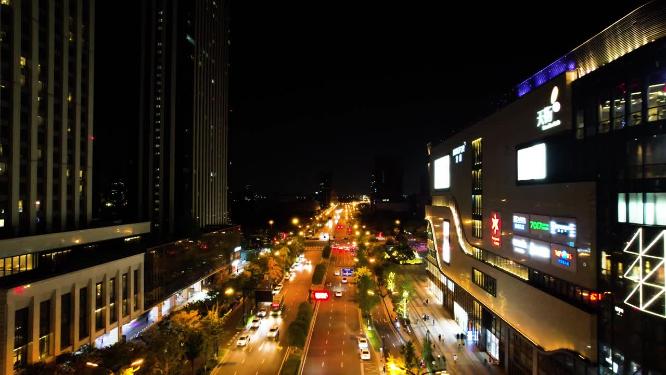 杭州钱塘新区高沙路车辆车流夜景航拍4