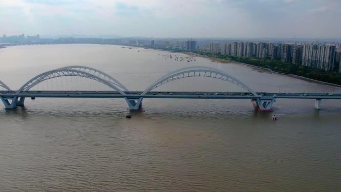 杭州钱塘江九堡大桥车流延时摄影9