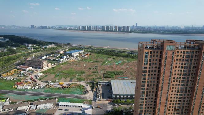 杭州钱塘江江景房地产风景航拍