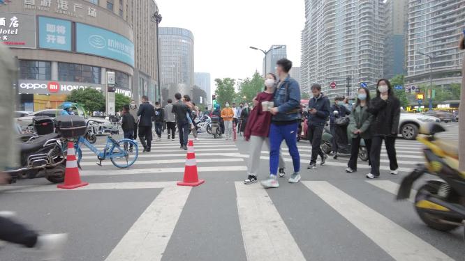 马路公路行人延时摄影