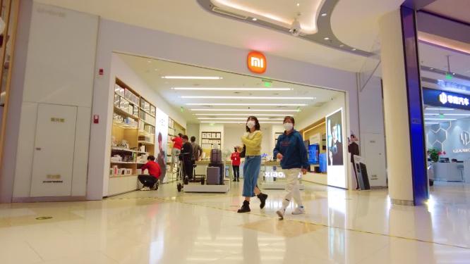 商场小米手机店人流延时摄影