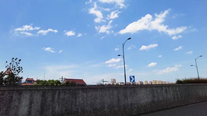 城市马路蓝天白云风景视频素材