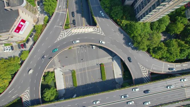 杭州市区定安路马路车辆车流风景视频素材