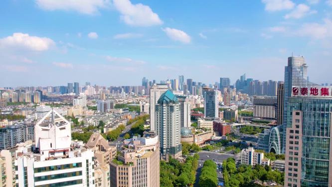 杭州市区西湖大道定安路车流风景延时