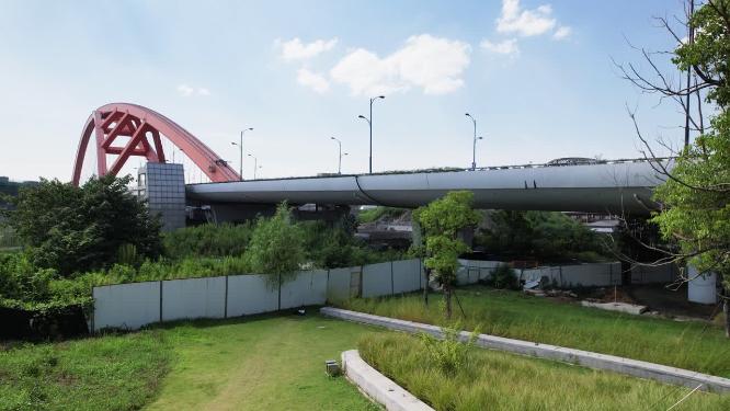 杭州沿江之江东路下沙路城市风景航拍