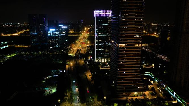 杭州萧山区钱江世纪城新世界丽晶国际夜景延时
