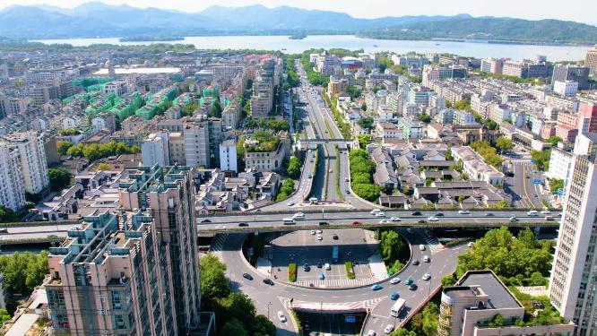 杭州西湖景区西湖大道车辆车流延时风景视频素材4