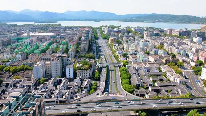 杭州西湖景区西湖大道车辆车流延时风景视频素材