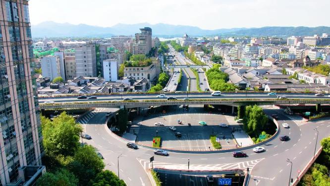杭州西湖景区西湖大道马路车辆车流延时摄影
