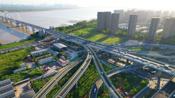 杭州钱塘江立交桥车流风景视频素材