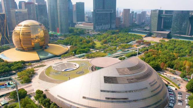 杭州钱江新城市民中心城市风景延时摄