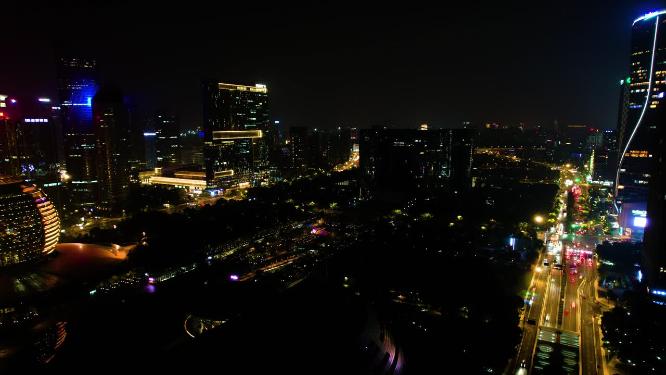 杭州钱江新城市民中心洲际酒店车流夜景延时
