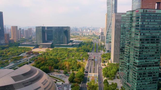 杭州钱江新城市民中心车流城市延时摄影
