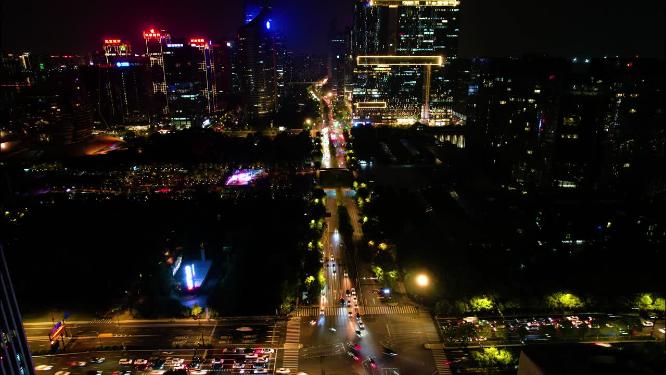 杭州钱江新城市民中心车流夜景延时