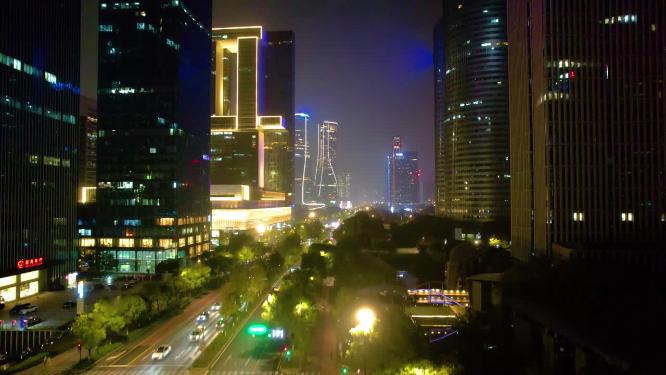 杭州钱江新城来福士洲际酒店夜景视频素材40