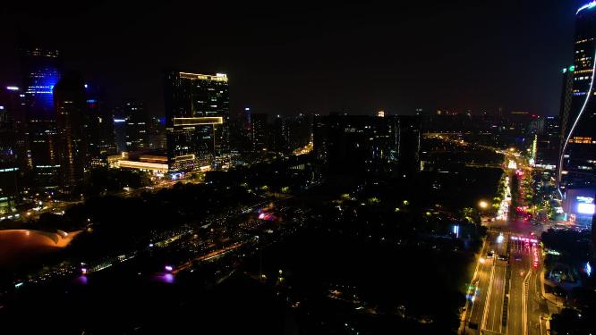 杭州钱江新城车流夜景延时