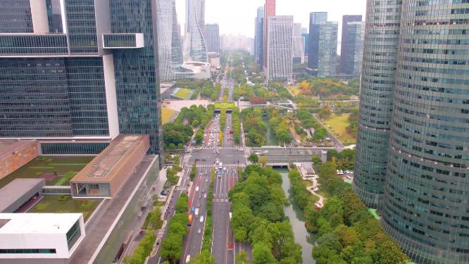 杭州钱江新城高德置地广场汽车车辆车流延时