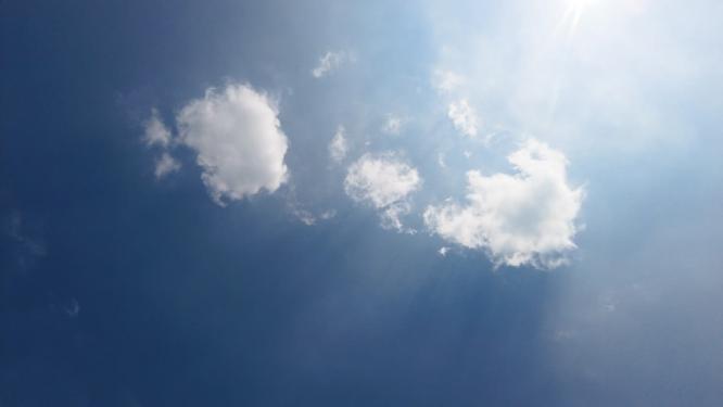 蓝天白云午时的太阳阳光天空天气延时摄影