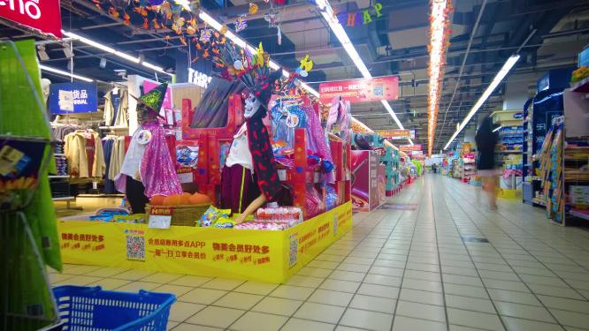 超市逛街购物人群人流延时摄影