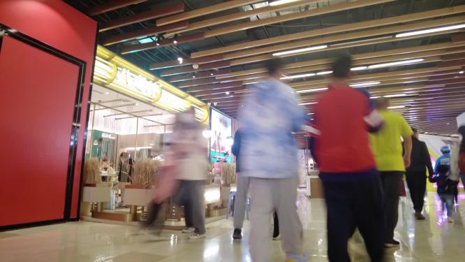 地下商场逛街购物人群人流延时合集