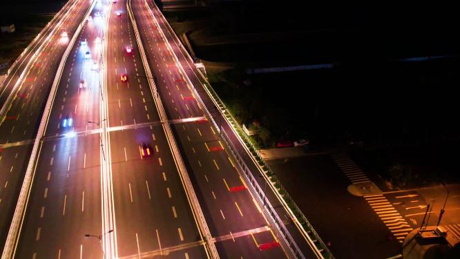 城市夜晚马路公路汽车车流延时