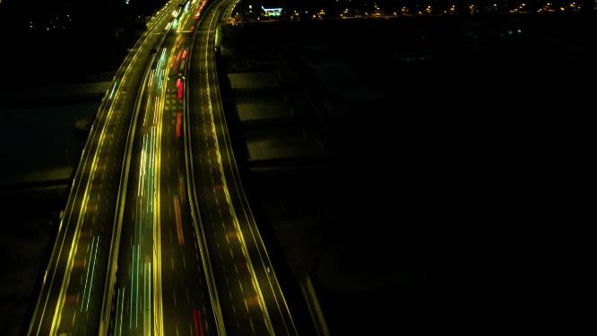 城市夜晚马路汽车车辆车流延时