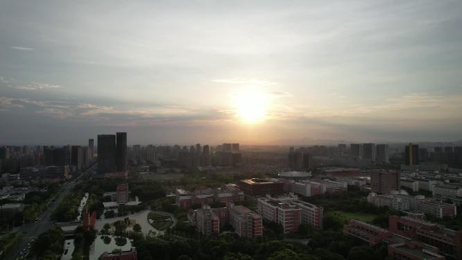 夕阳西下杭州下沙风景