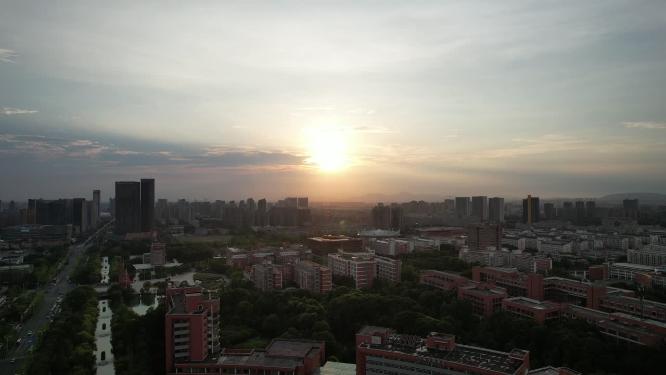 夕阳西下杭州钱塘新区美景