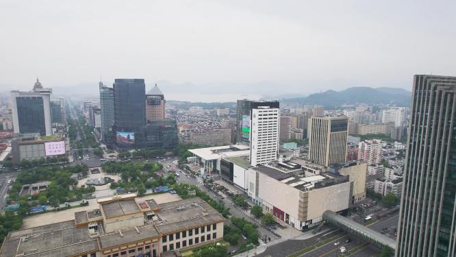 杭州大厦城市风景航拍