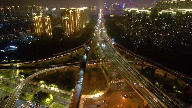 杭州滨江区江南大道立交桥高架桥夜晚夜景
