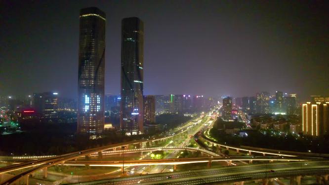 杭州滨江江南大道立交桥高架桥夜晚夜景