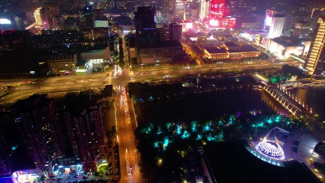 杭州西湖文化广场中山北路夜景车流延时